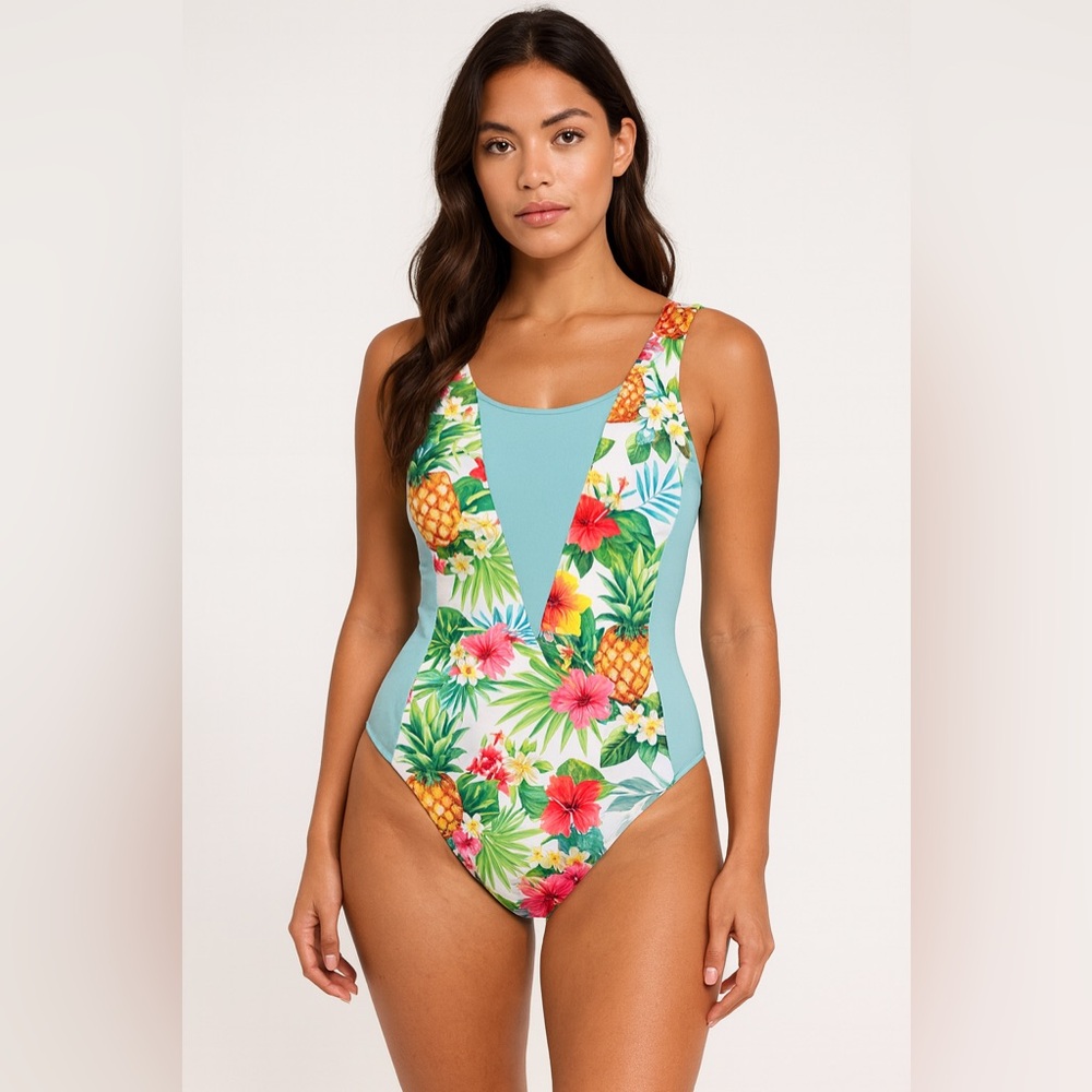 Swimsuit‎ Floral One Piece Swimsuit Tropical Resort Style S